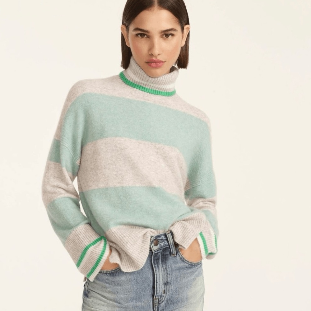 J. Crew wool & alpaca blend striped turtleneck sweater